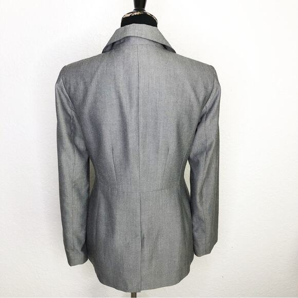WHBM gray black ruffle collar button front blazer size Small - Picture 15 of 15